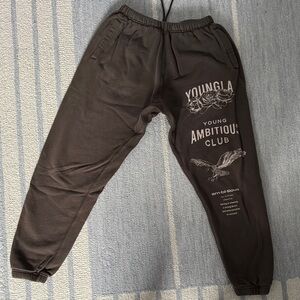 YoungLA Men's Dark Gray Joggers with Graphic Print